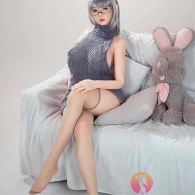 SHEDOLL アショ 163cm｜Hカップ妖艶アジア美女｜銀髪メガネ｜グレーランジェリー｜関節可動｜リアル皮膚特注ドール